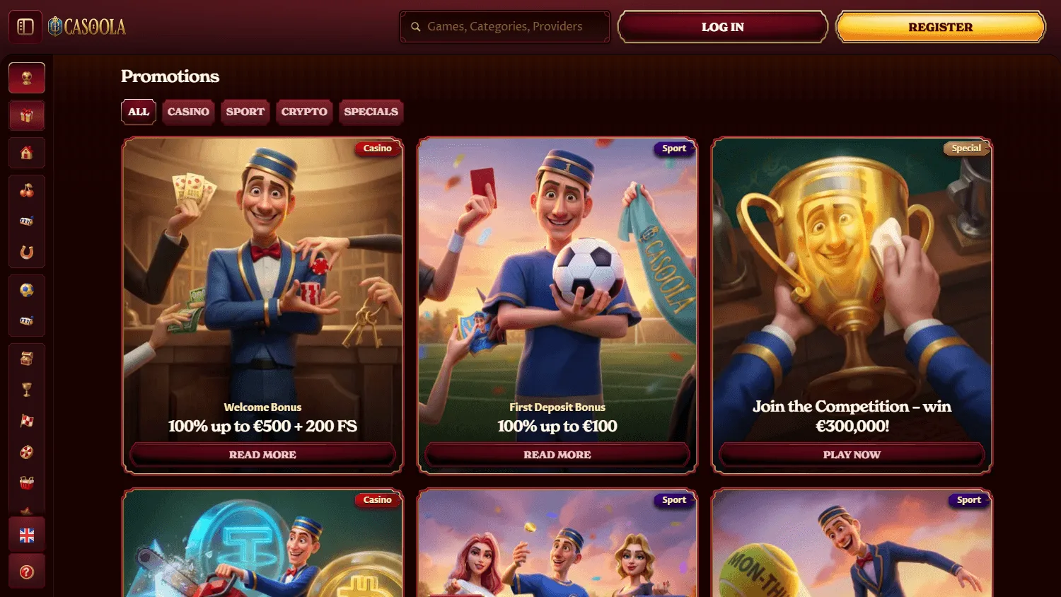 Casoola Casino promotions area on desktop